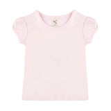 Girls' Basic Short Puff Sleeve Round Neck Cotton T-Shirt