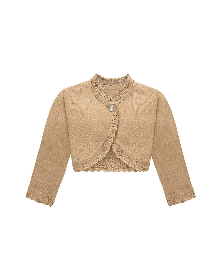 Girls' Bolero Cardigan Shrug Knit Long Sleeve Button Closure