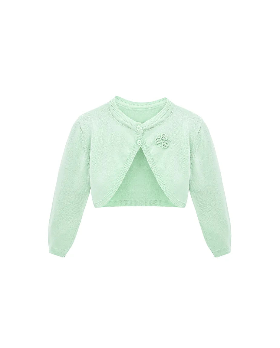 Baby Flower Detailed Buttoned Bolero Cardigan