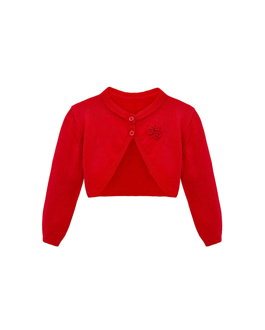 Baby Flower Detailed Buttoned Bolero Cardigan