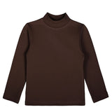 Girls' Basic Mock Turtleneck Long Sleeve Cotton Solid T-Shirt