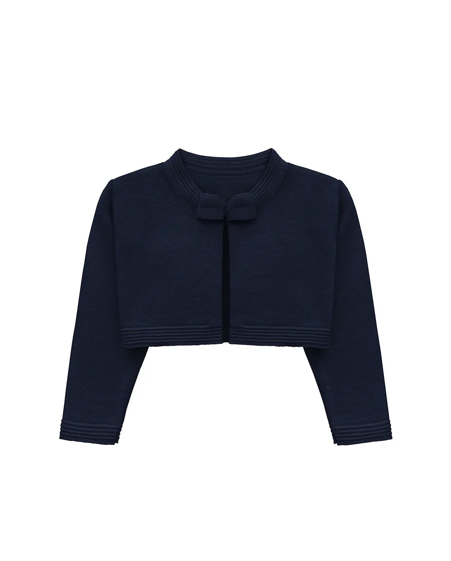 Little Girls' Long Sleeve Bowknot Closure Bolero Cardigan