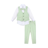 Boys Formal Suit 4 Piece Vest, Pants and Tie Dresswear Suit Set