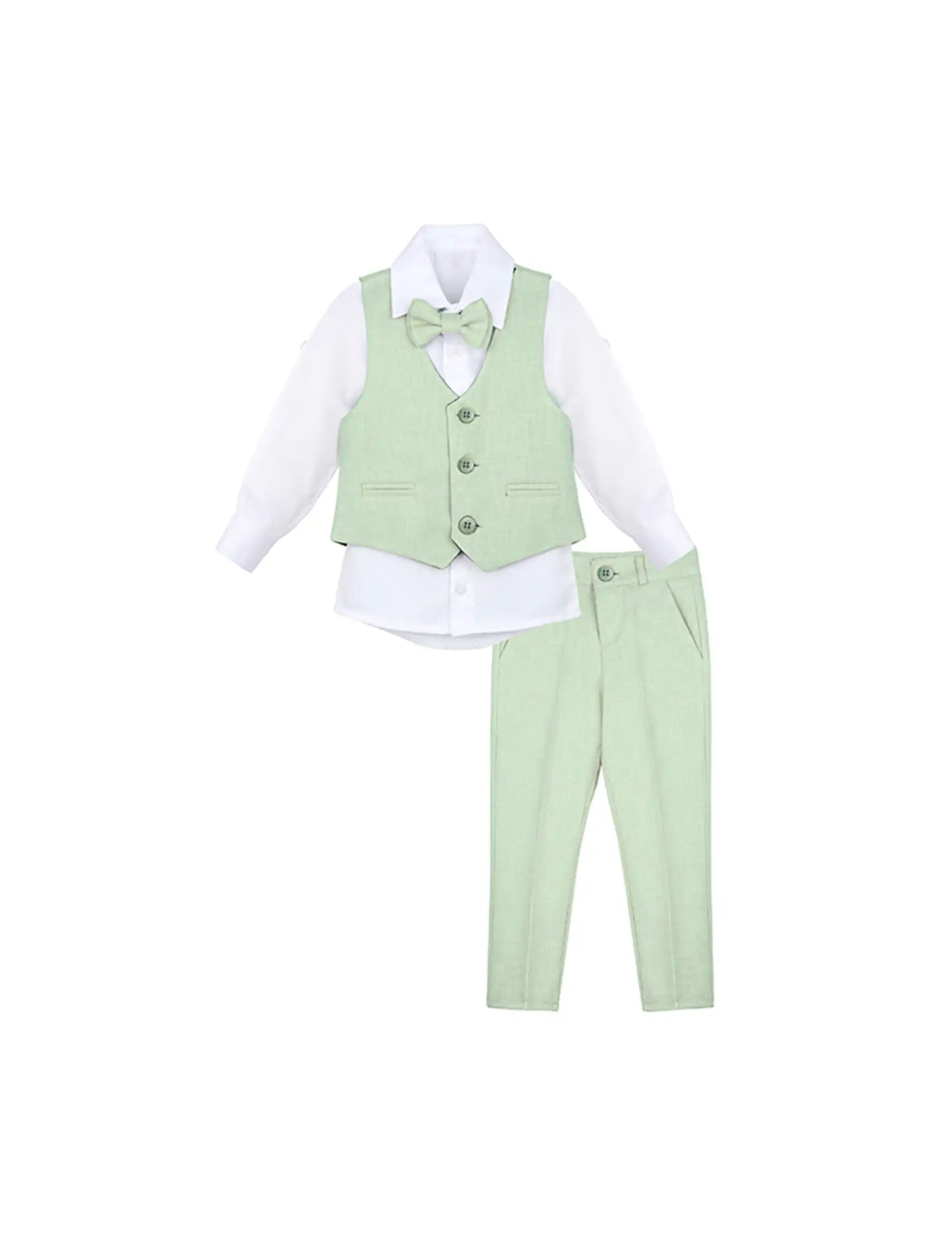 Boys Formal Suit 4 Piece Vest, Pants and Tie Dresswear Suit Set