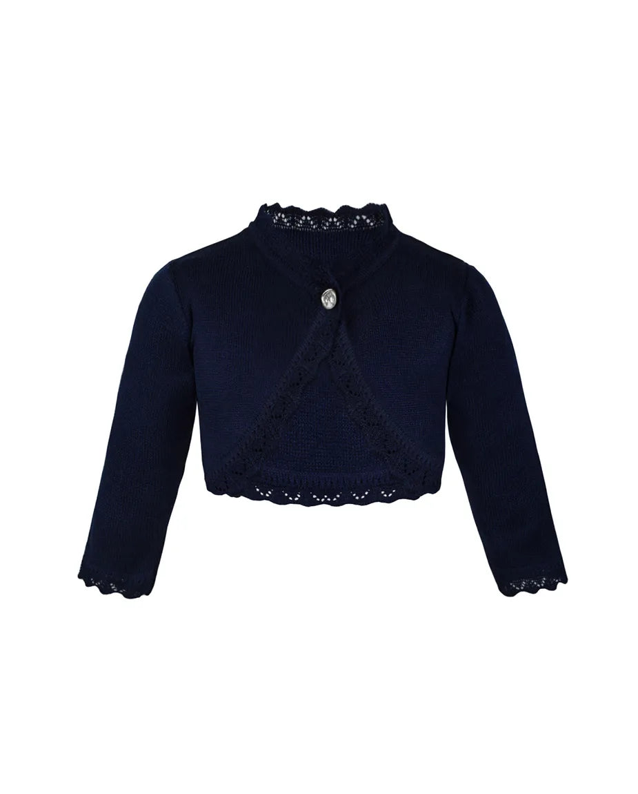 Little Girls' Knit Long Sleeve Button Closure Bolero Cardigan Shrug