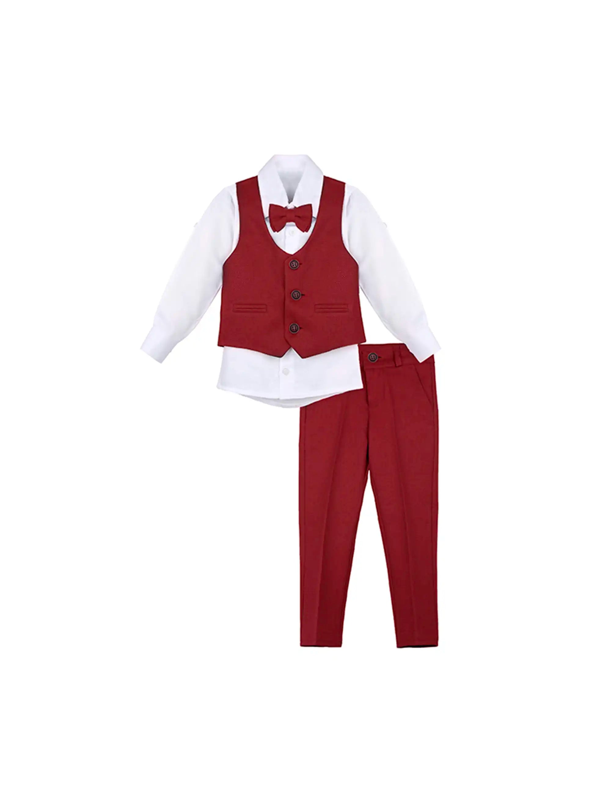 Boys Formal Suit 4 Piece Vest, Pants and Tie Dresswear Suit Set