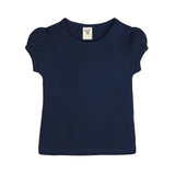 Girls' Basic Short Puff Sleeve Round Neck Cotton T-Shirt