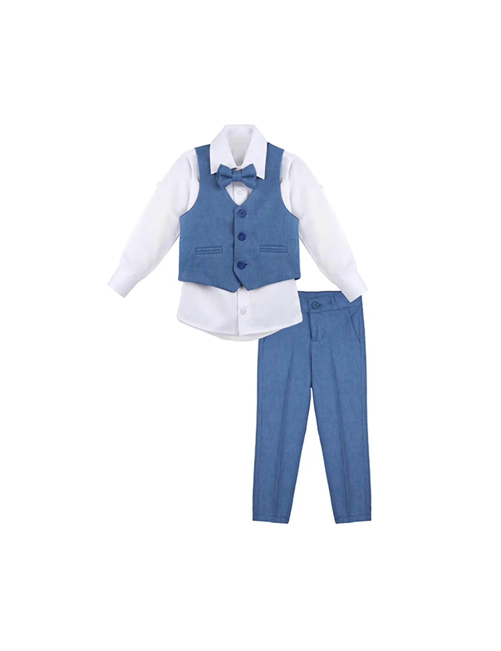 Boys Formal Suit 4 Piece Vest, Pants and Tie Dresswear Suit Set