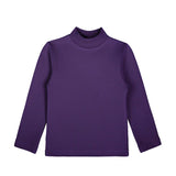 Girls' Basic Mock Turtleneck Long Sleeve Cotton Solid T-Shirt