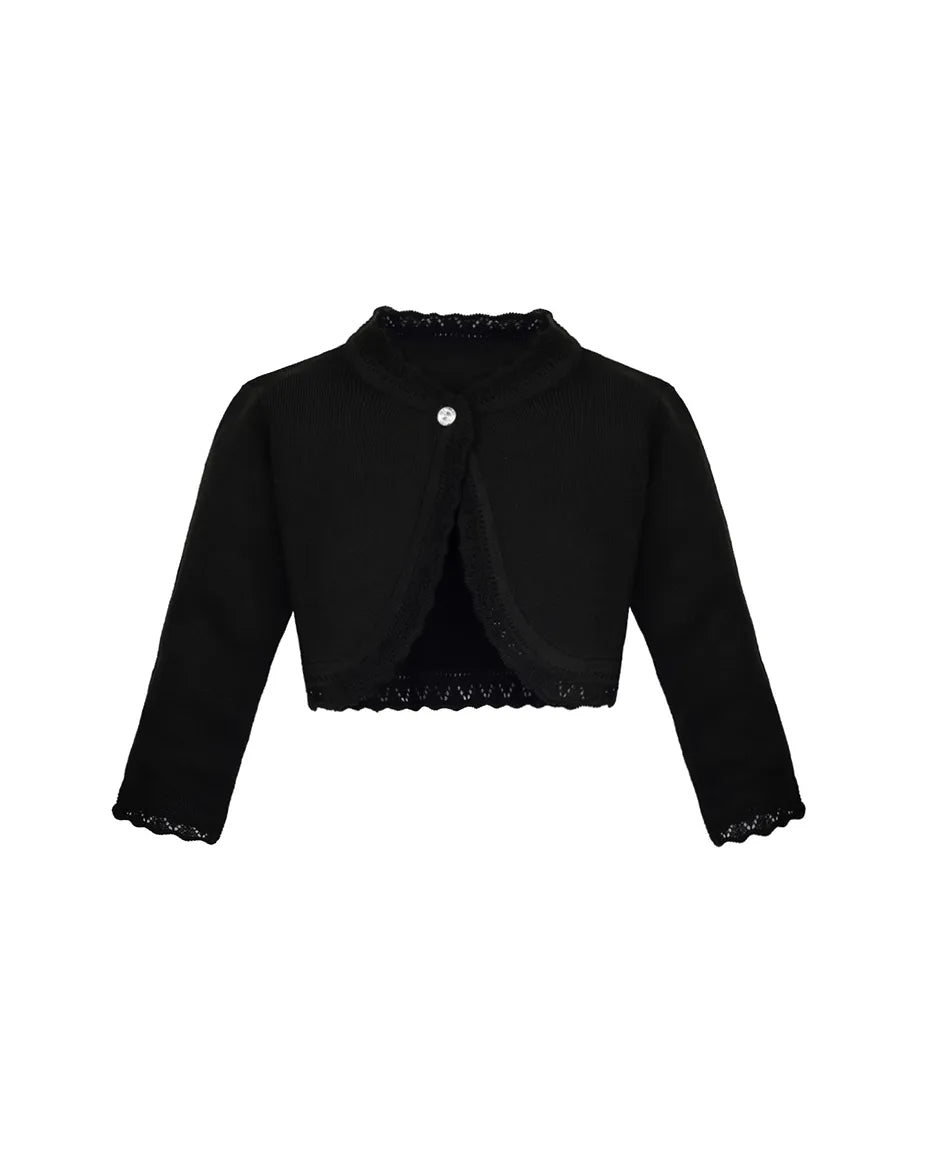 Little Girls' Knit Long Sleeve Button Closure Bolero Cardigan Shrug