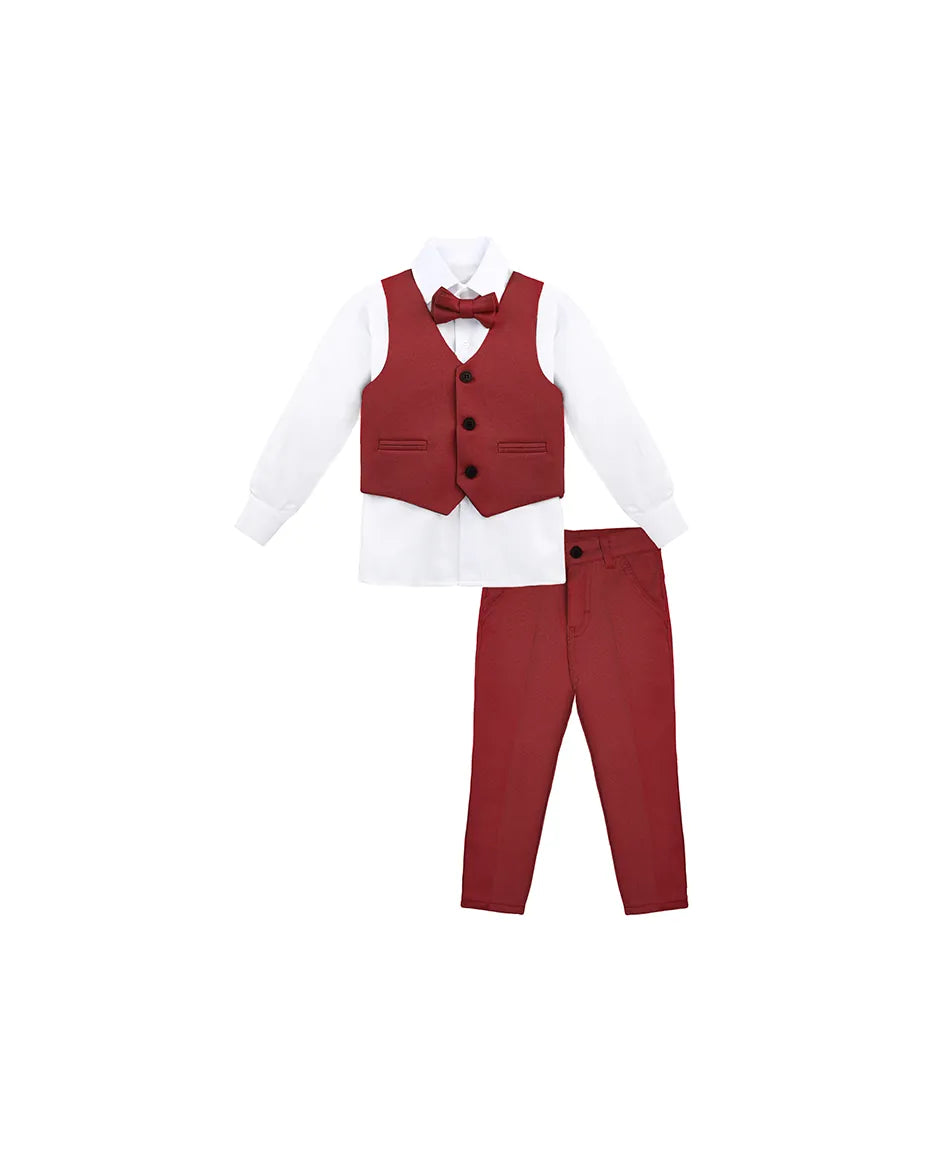 Boys 4-Piece Metal Chain Detailed Suit Set