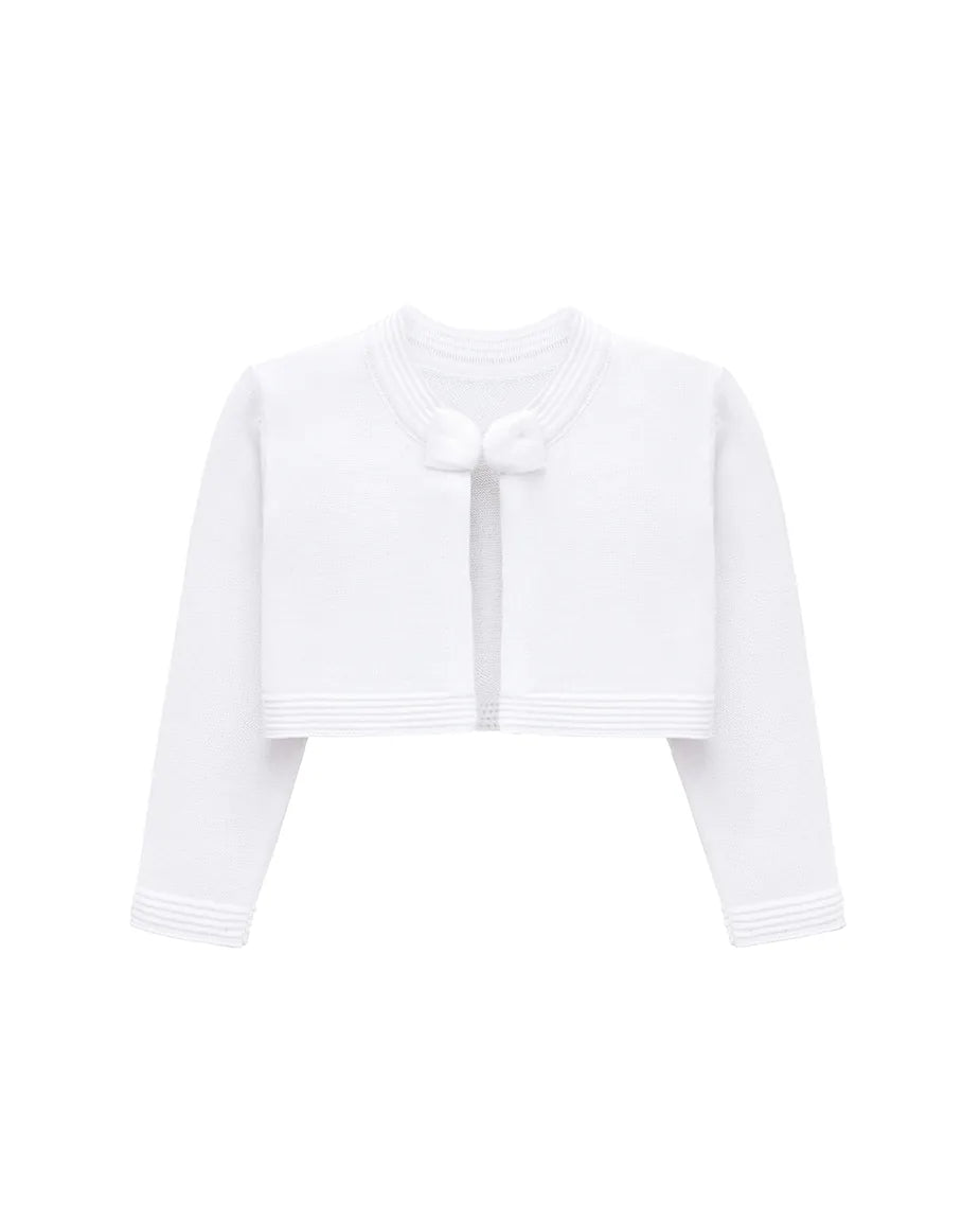 Little Girls' Long Sleeve Bowknot Closure Bolero Cardigan