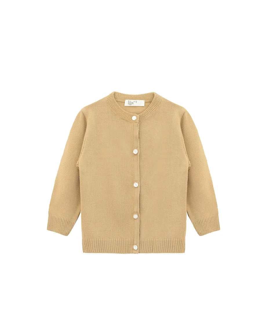 Girls Knit Pearl Buttoned Cardigan Sweater