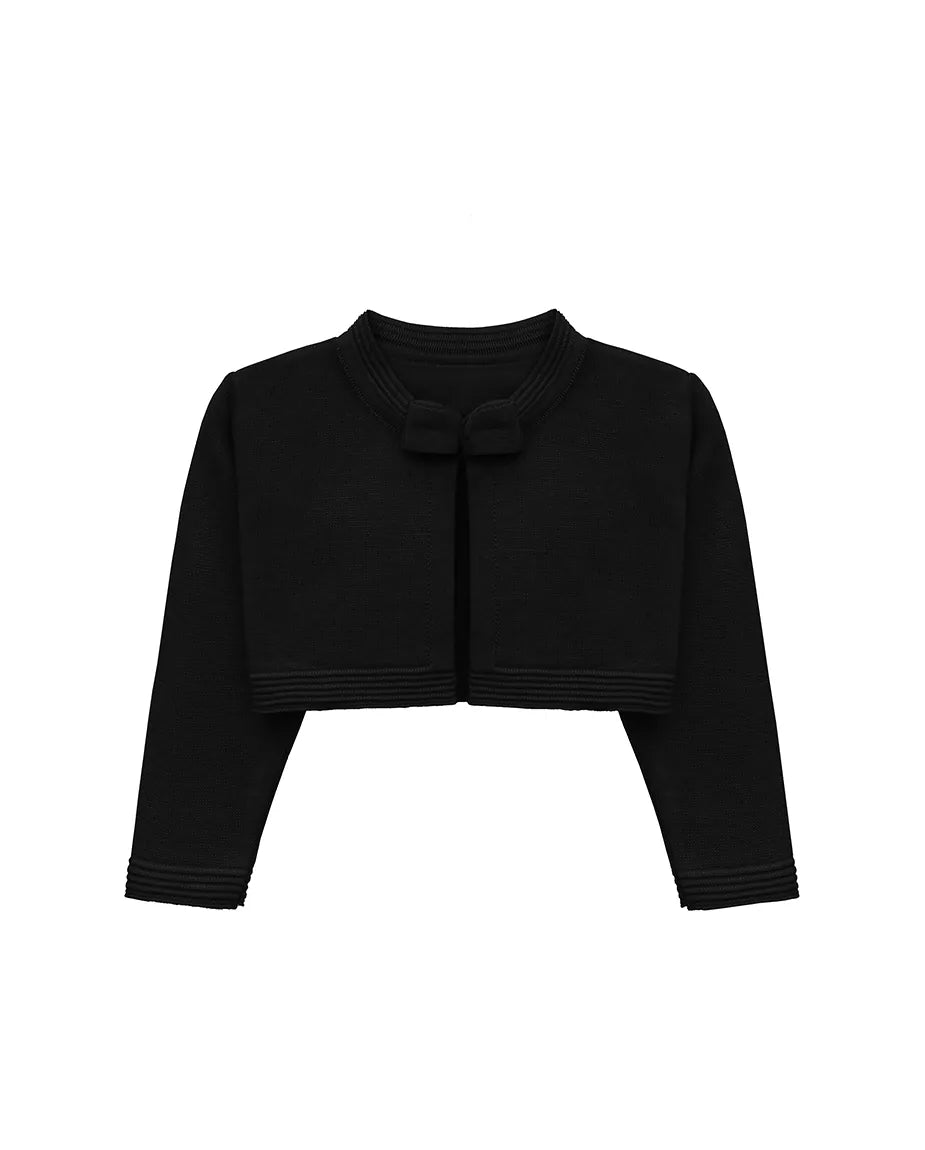Little Girls' Long Sleeve Bowknot Closure Bolero Cardigan