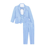 Little & Youth Boys Suit Set - Formal Jacket, Vest, Pants, Shirt, and Matching Bowtie - 5 Piece Ensemble