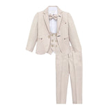 Little & Youth Boys Suit Set - Formal Jacket, Vest, Pants, Shirt, and Matching Bowtie - 5 Piece Ensemble