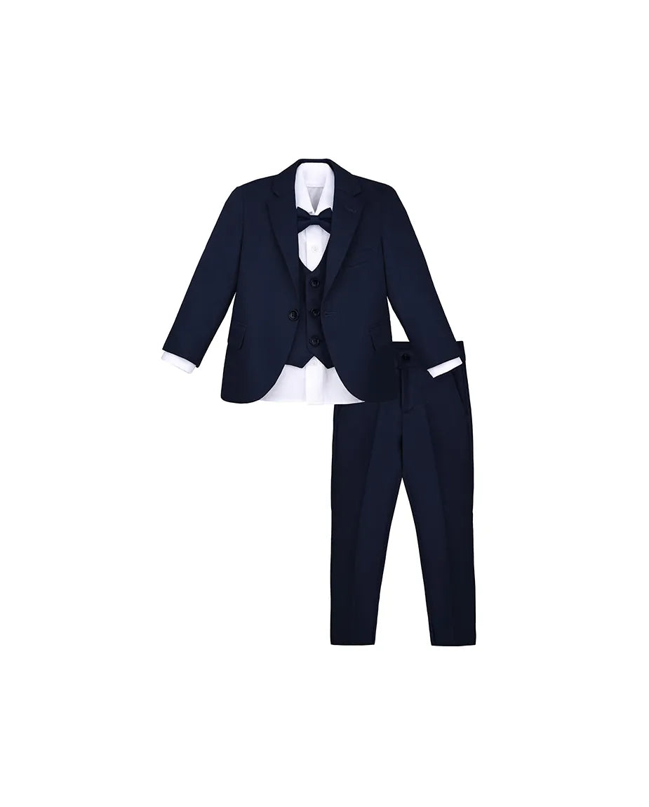 Boys 5-Piece Slim Fit Textured Formal Suit Set