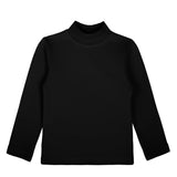 Girls' Basic Mock Turtleneck Long Sleeve Cotton Solid T-Shirt