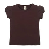 Girls' Basic Short Puff Sleeve Round Neck Cotton T-Shirt