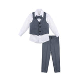 Boys Formal Suit 4 Piece Vest, Pants and Tie Dresswear Suit Set