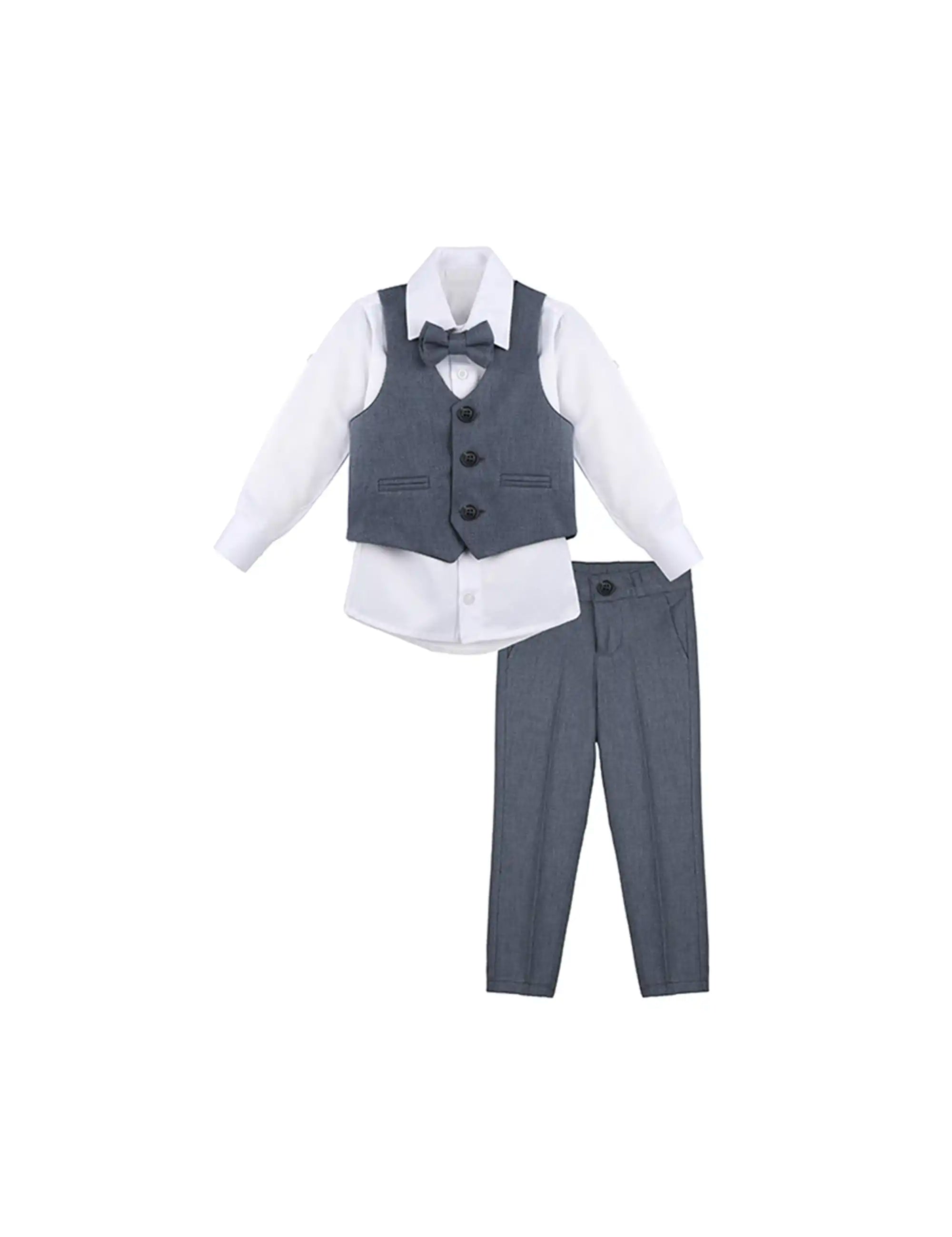Boys Formal Suit 4 Piece Vest, Pants and Tie Dresswear Suit Set