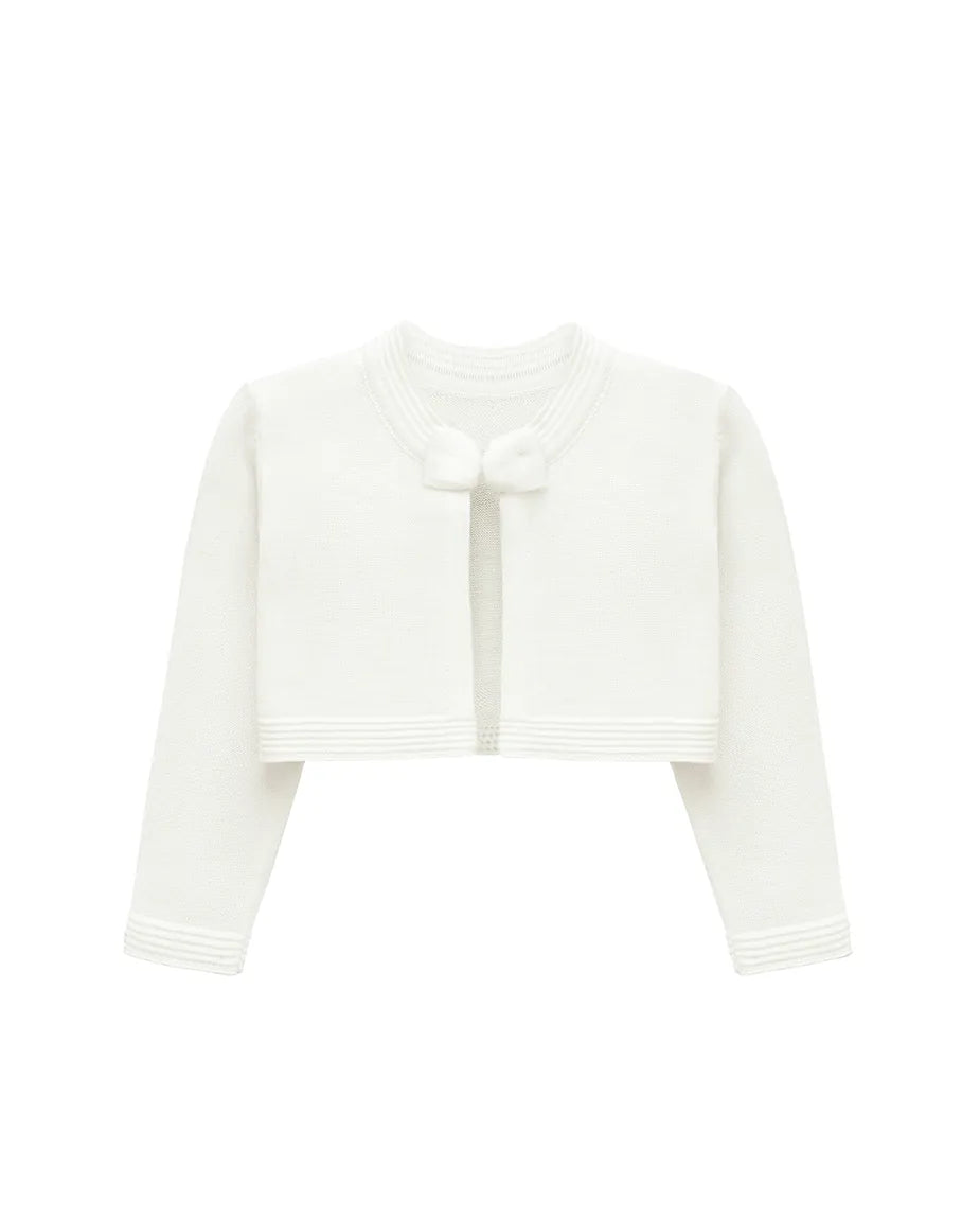 Little Girls' Long Sleeve Bowknot Closure Bolero Cardigan