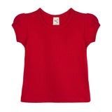 Girls' Basic Short Puff Sleeve Round Neck Cotton T-Shirt