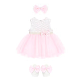 Baby Lace & Pearl Detailed Tulle Dress Set