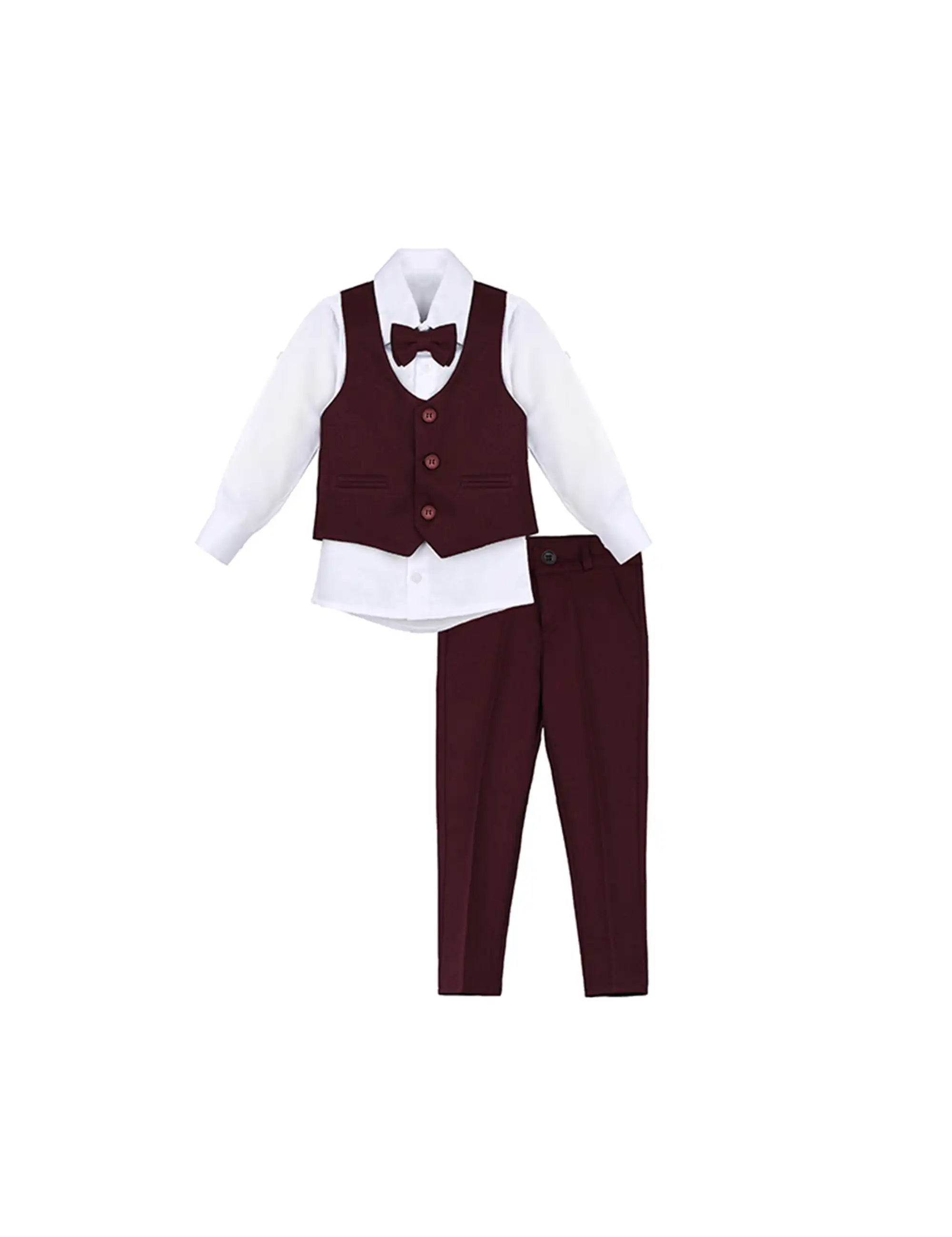 Boys Formal Suit 4 Piece Vest, Pants and Tie Dresswear Suit Set