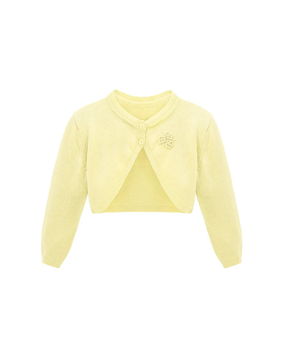 Baby Flower Detailed Buttoned Bolero Cardigan