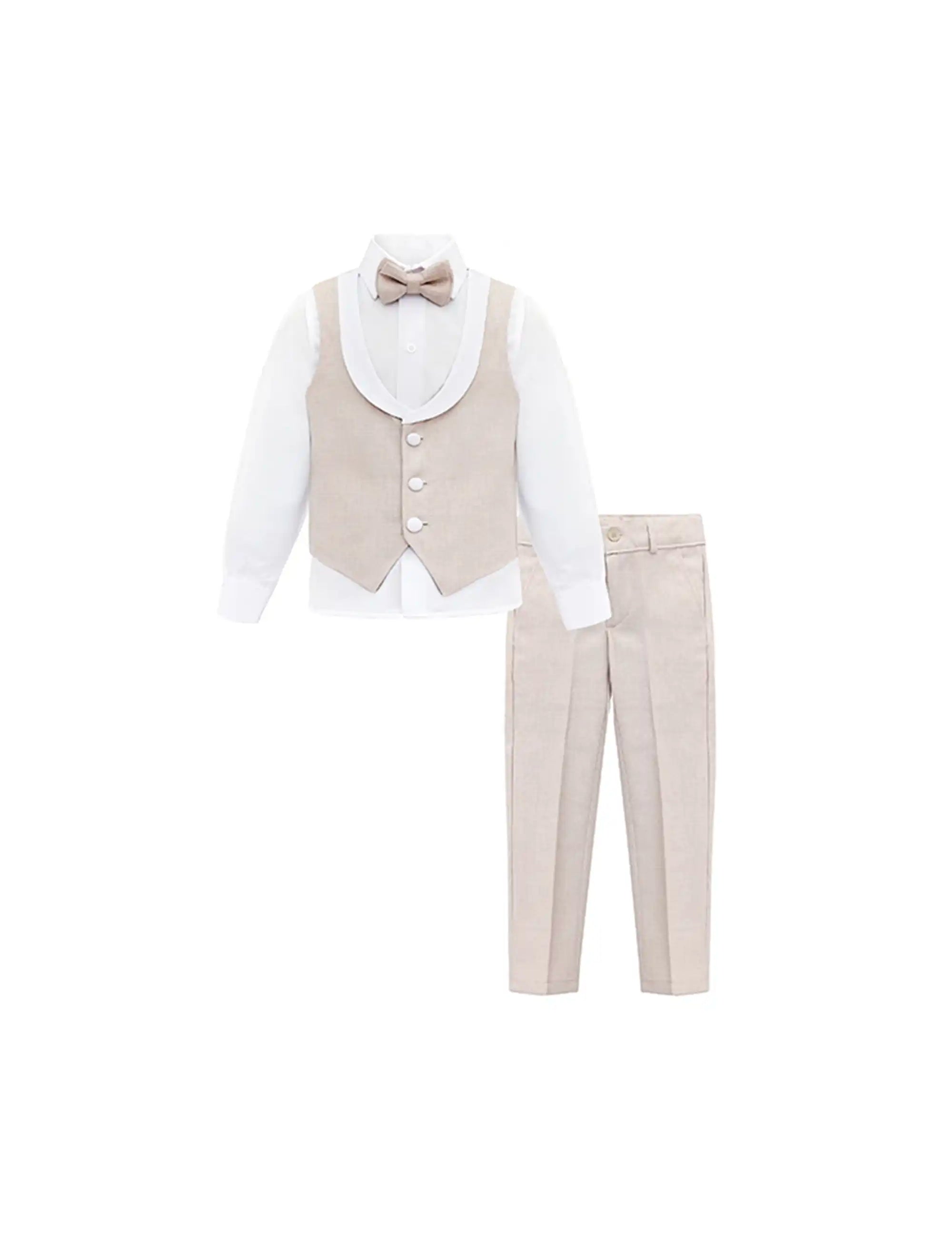 Boys Formal Suit 4 Piece Vest, Pants and Tie Dresswear Suit Set
