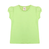 Girls' Basic Short Puff Sleeve Round Neck Cotton T-Shirt