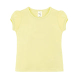Girls' Basic Short Puff Sleeve Round Neck Cotton T-Shirt