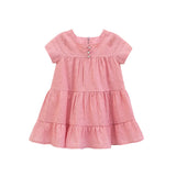 Toddler Cotton Floral Embroidered Short Sleeve Dress