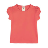 Girls' Basic Short Puff Sleeve Round Neck Cotton T-Shirt