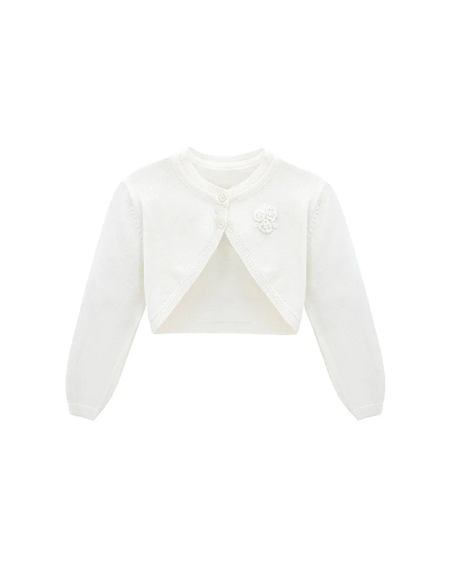 Baby Flower Detailed Buttoned Bolero Cardigan