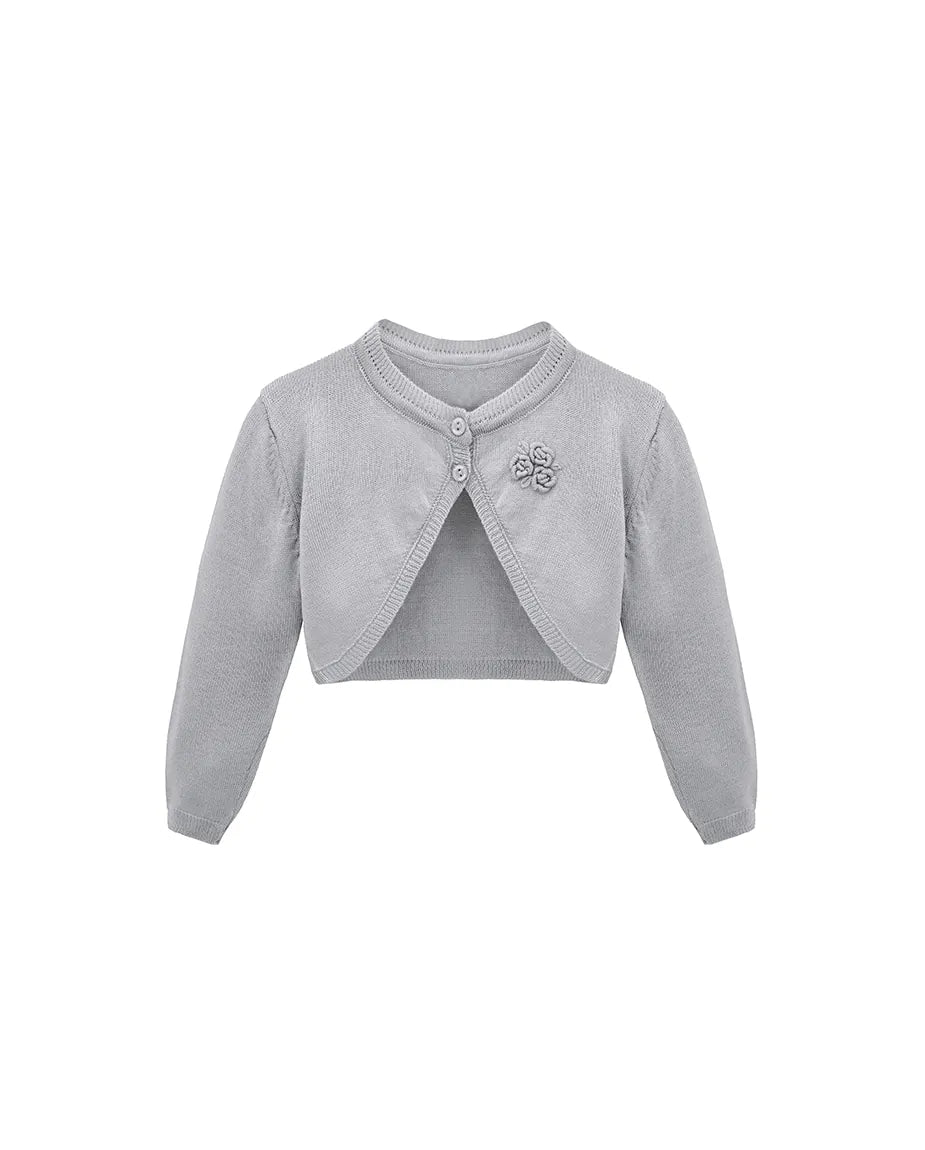 Baby Flower Detailed Buttoned Bolero Cardigan