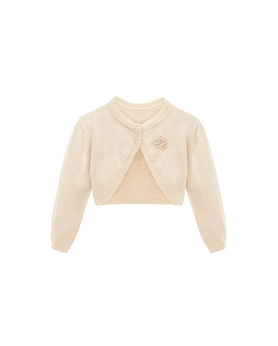 Baby Flower Detailed Buttoned Bolero Cardigan