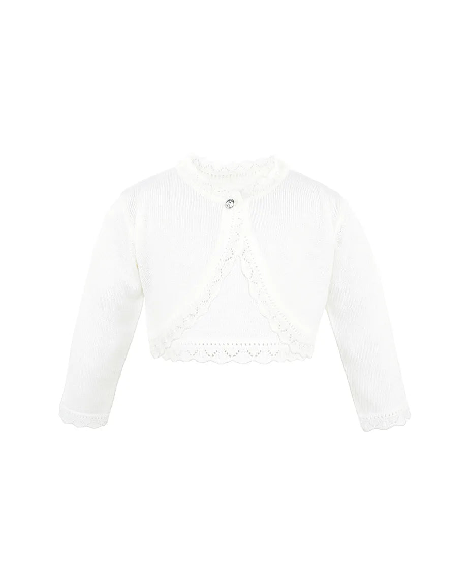 Little Girls' Knit Long Sleeve Button Closure Bolero Cardigan Shrug