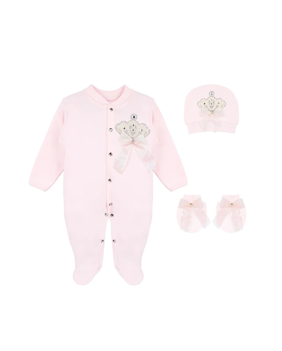 Jeweled Crown Layette Gift Set for Baby Girls: 3 Pieces