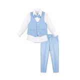 Boys Formal Suit 4 Piece Vest, Pants and Tie Dresswear Suit Set