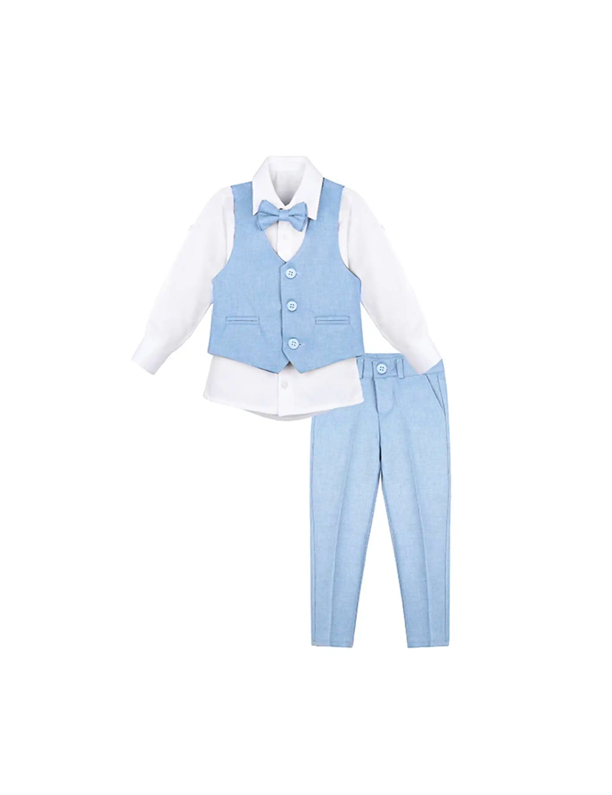 Boys Formal Suit 4 Piece Vest, Pants and Tie Dresswear Suit Set