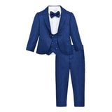 Little & Youth Boys Suit Set - Formal Jacket, Vest, Pants, Shirt, and Matching Bowtie - 5 Piece Ensemble