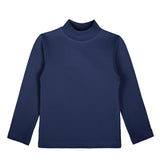Girls' Basic Mock Turtleneck Long Sleeve Cotton Solid T-Shirt