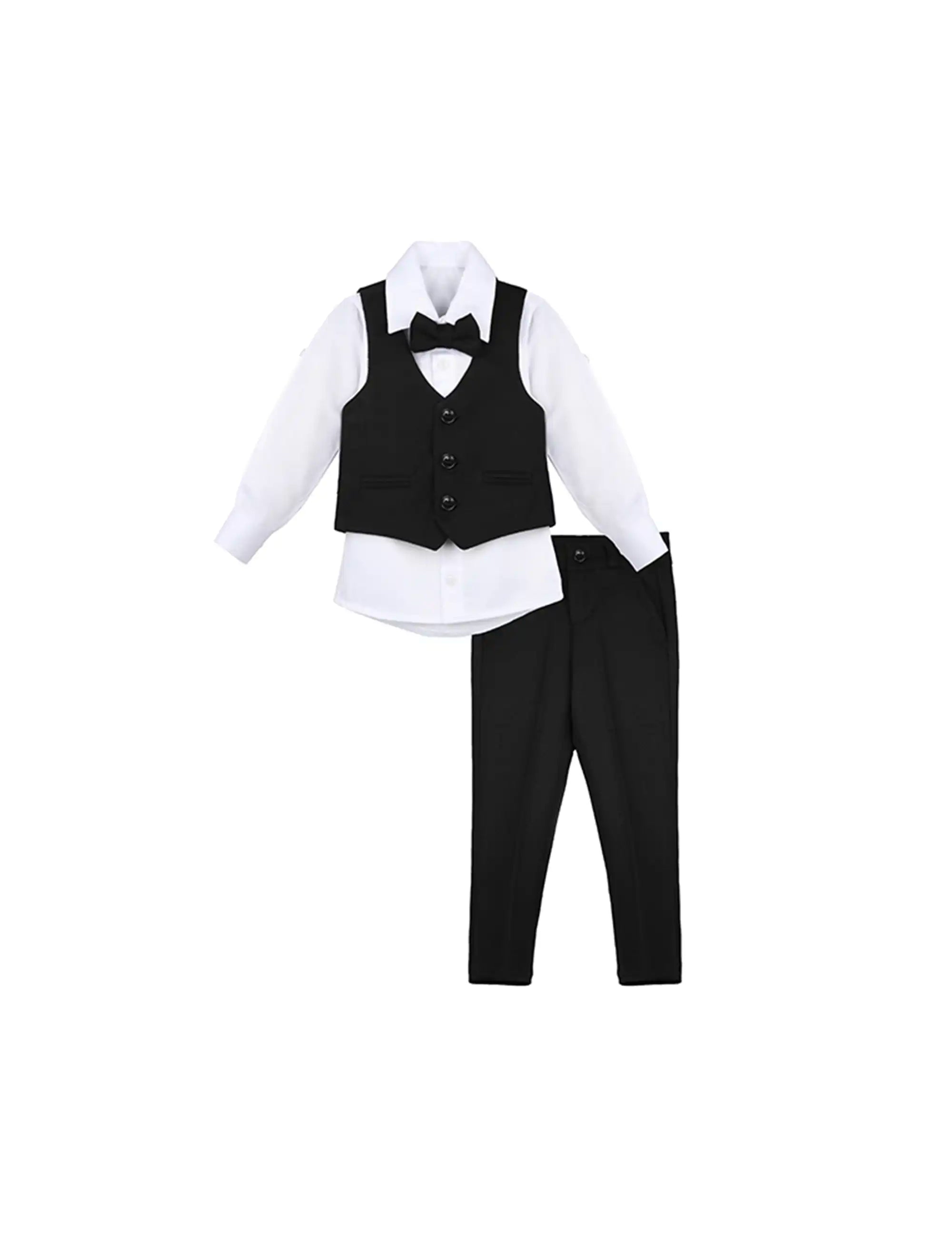 Boys Formal Suit 4 Piece Vest, Pants and Tie Dresswear Suit Set