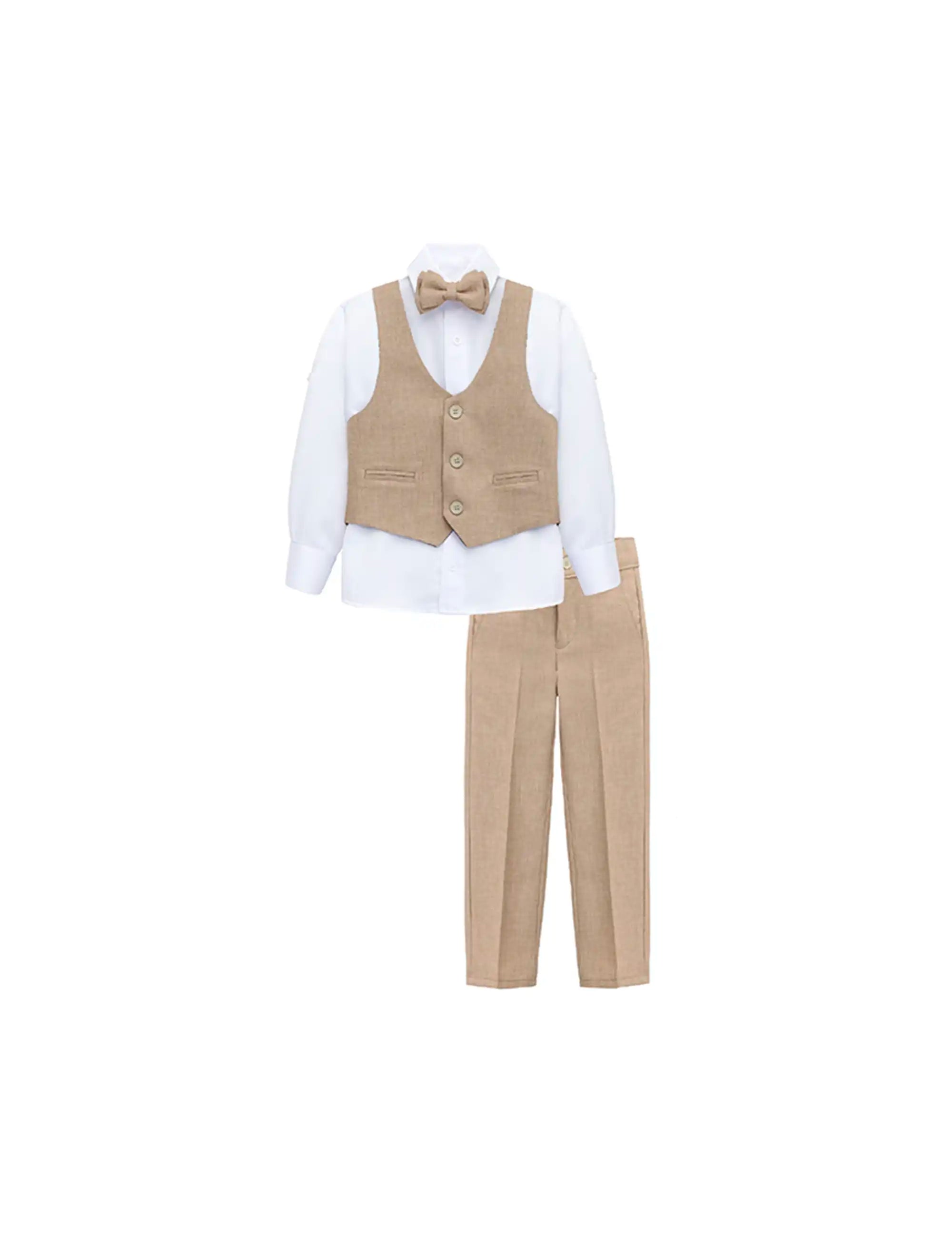 Boys Formal Suit 4 Piece Vest, Pants and Tie Dresswear Suit Set
