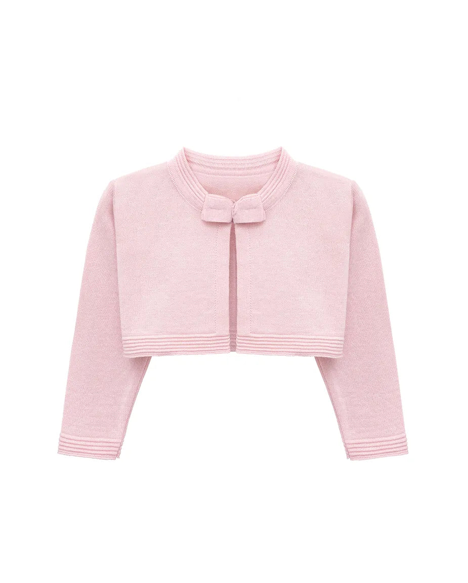 Little Girls' Long Sleeve Bowknot Closure Bolero Cardigan