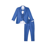 Boys 5-Piece Slim Fit Textured Formal Suit Set