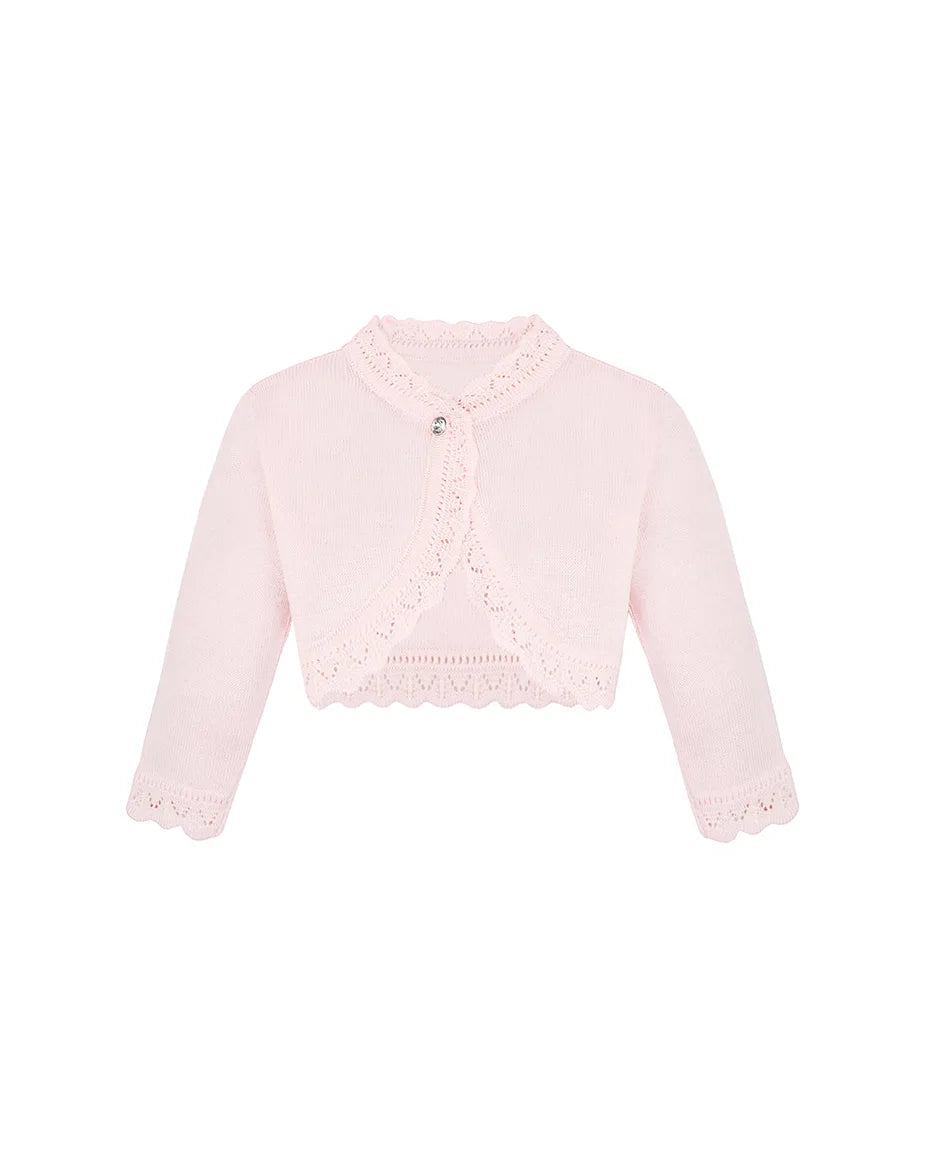 Little Girls' Knit Long Sleeve Button Closure Bolero Cardigan Shrug