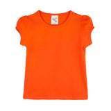 Girls' Basic Short Puff Sleeve Round Neck Cotton T-Shirt